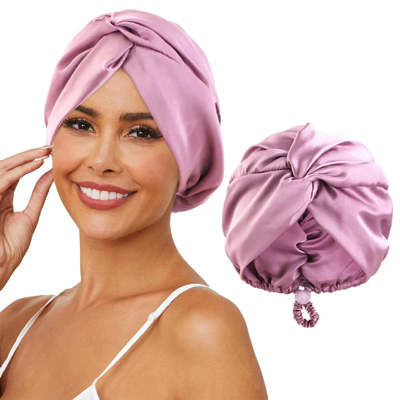 Bonnet de Nuit en Soie Douce et Élastique Lavande