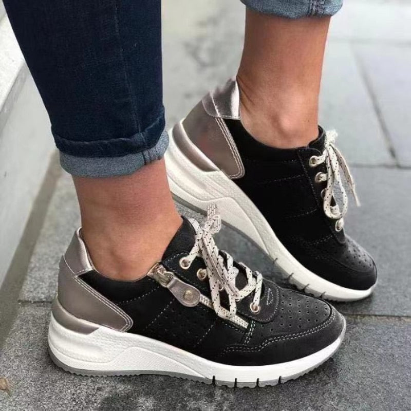 Chaussures de sport femme ronde à lacets confortables