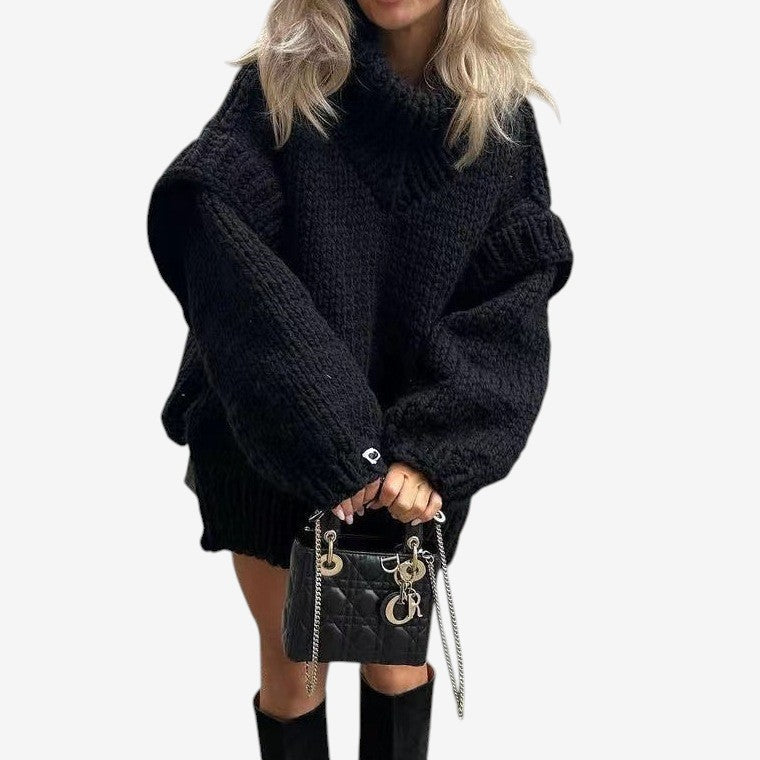Pull Femme Col Roulé Manches Longues Doux et Chaud