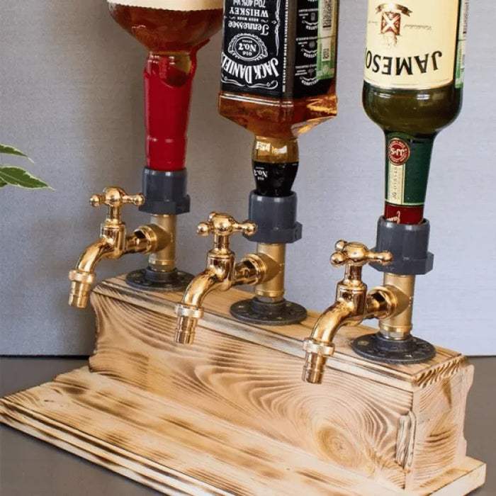 Distributeur de boissons en bois massif avec robinet métallique