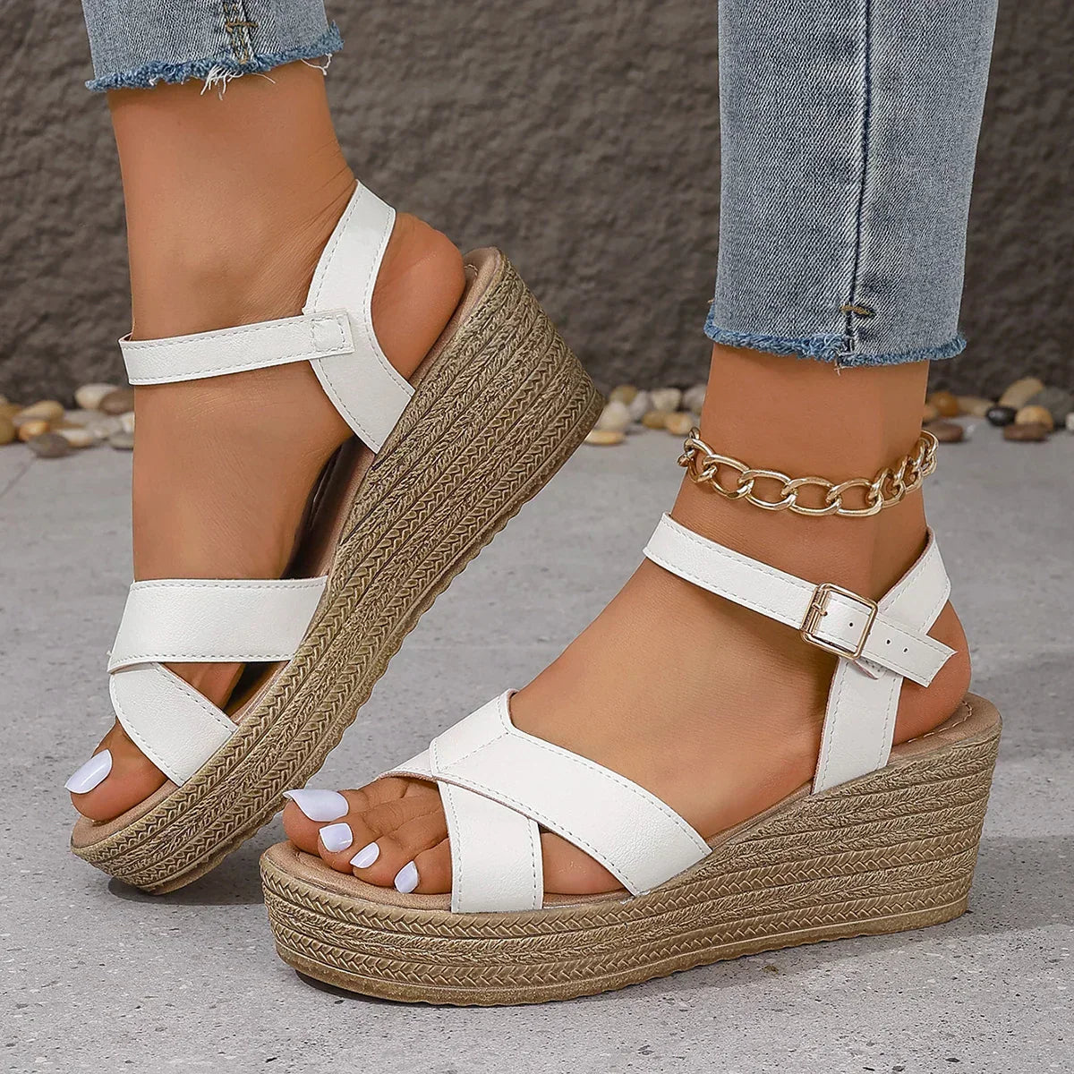 Sandales Hauts Talons Femmes Été avec Sangles Entrecroisées