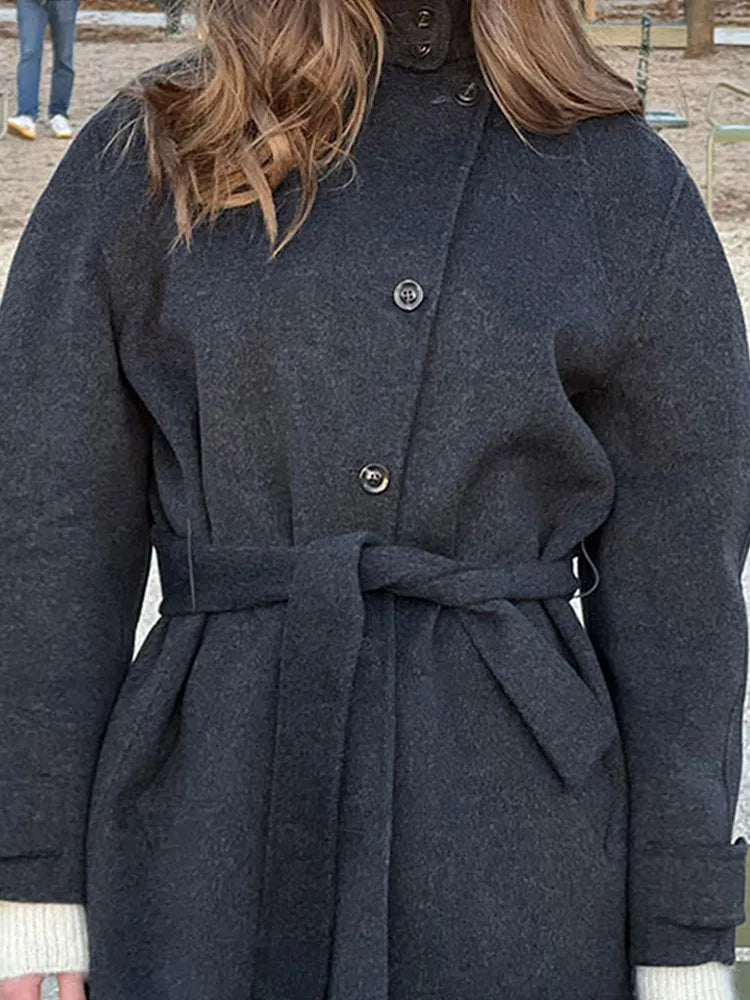 Manteau Femme Hiver Court et Chic avec Ceinture Réglable