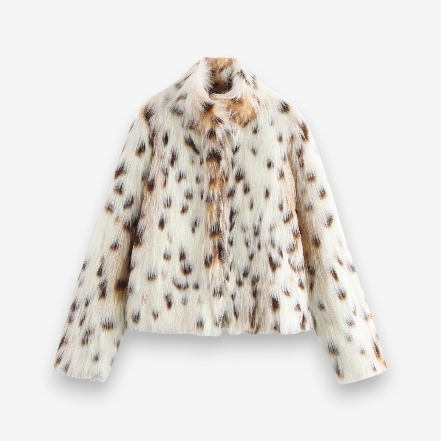 Manteau Léopard Femme à Manches Longues et Col Montant - PanierRoyale