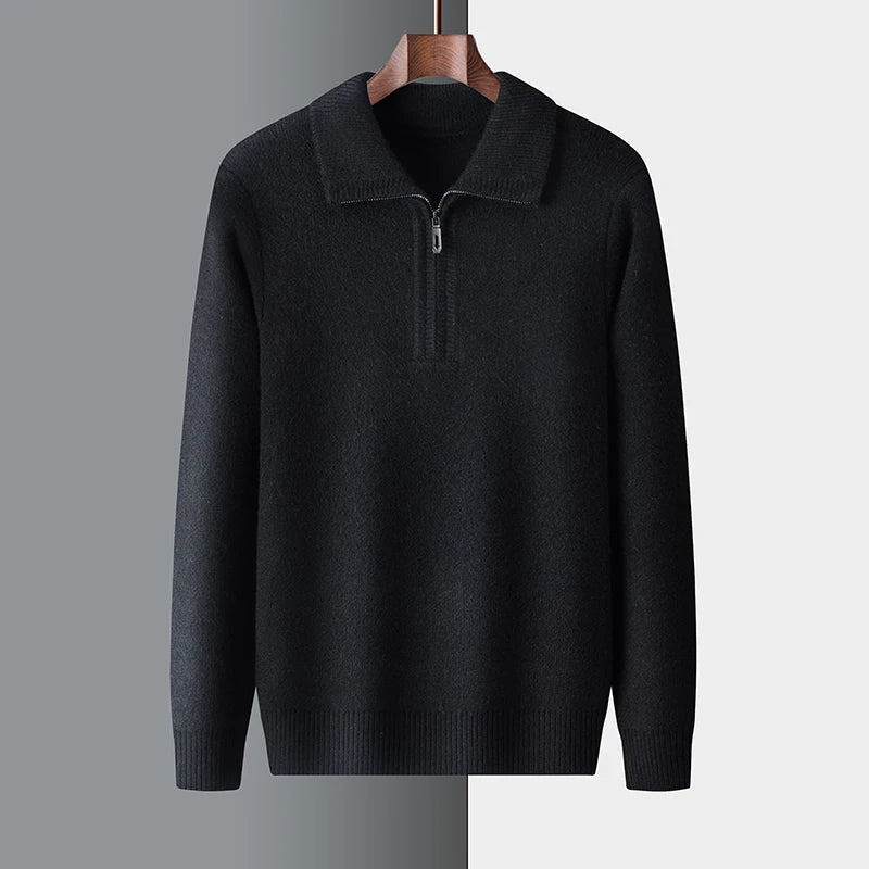 Pull Homme Hiver Col Zip Décontracté