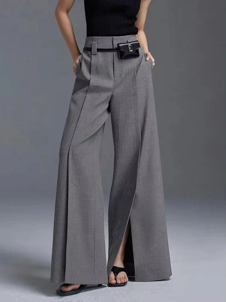 Pantalon Féminin Jambes Larges Élégant