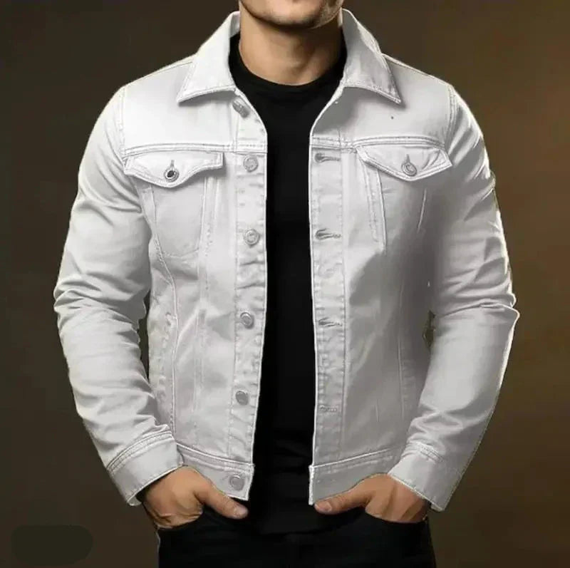 Veste Denim Homme Classique avec Poches et Fermeture Éclair