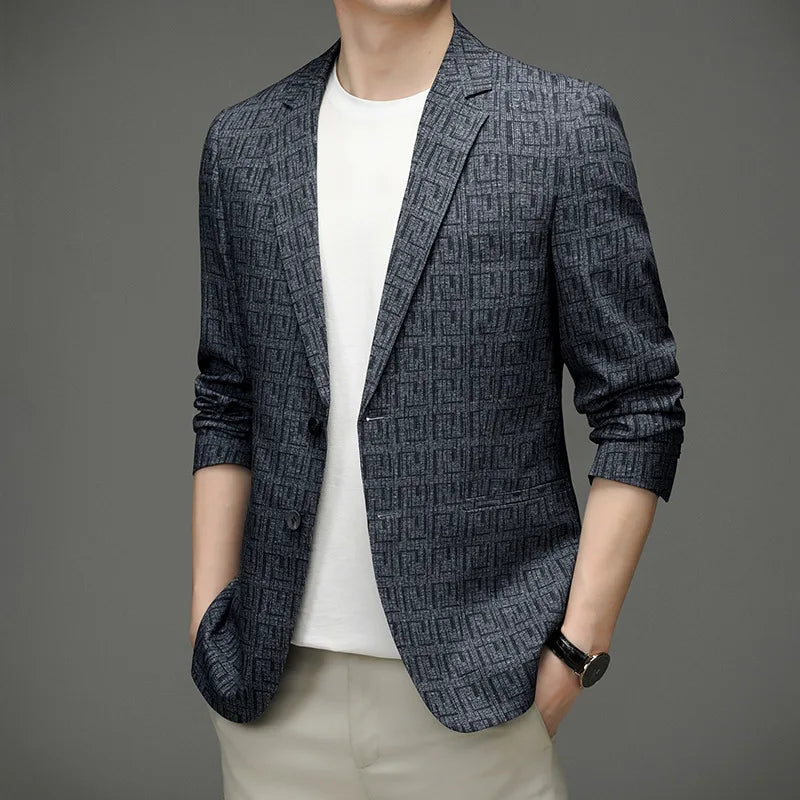 Blazer Homme Moderne à Carreaux Geométriques