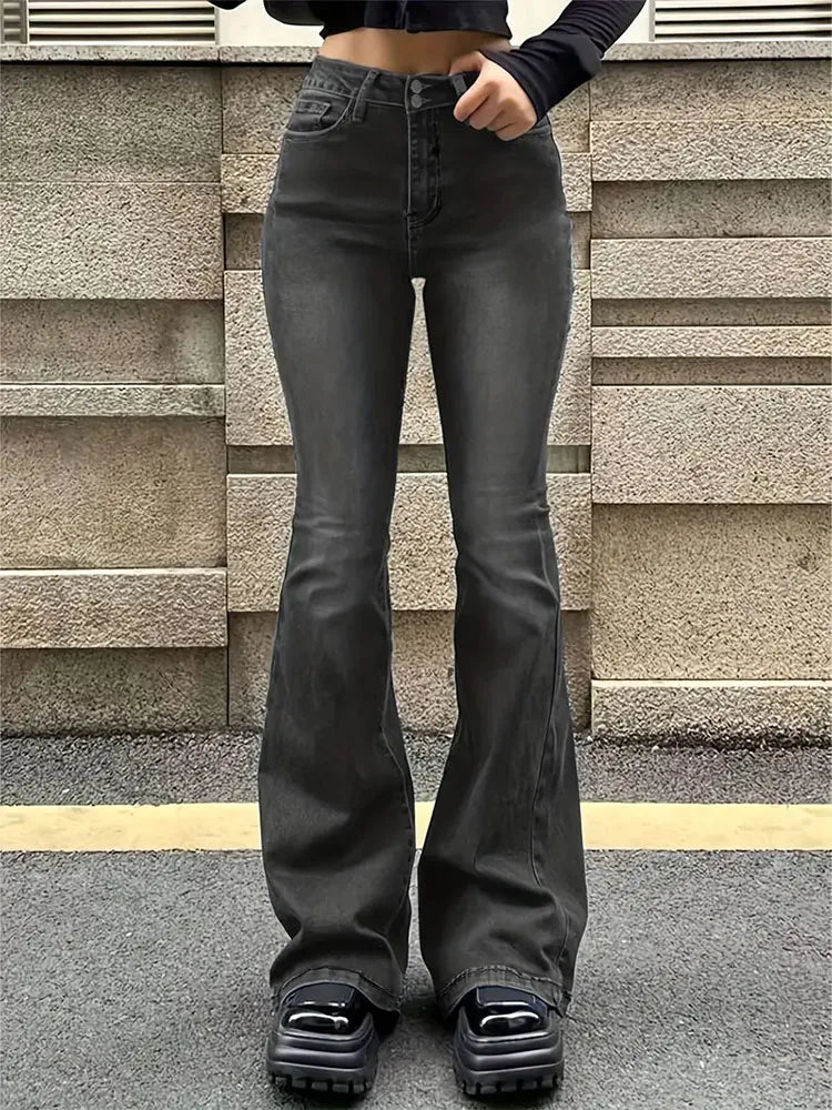 Jean Droit Femme Confortable avec Poches Latérales