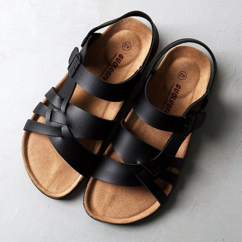 Sandales Femmes Confortables en Cuir avec Semelle Amortie pour Tous les Jours