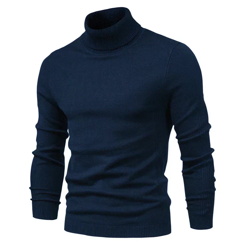 Pull Homme Laine Mérinos Col Roulé Brun Chaud