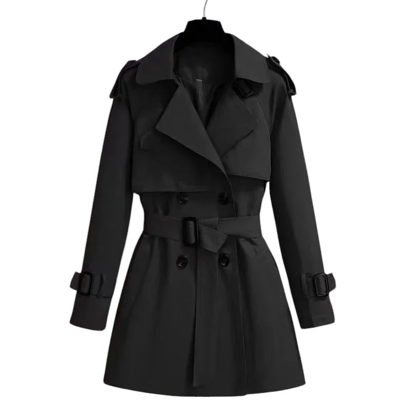 Trench Classique Femme en Coton avec Ceinture Élastique