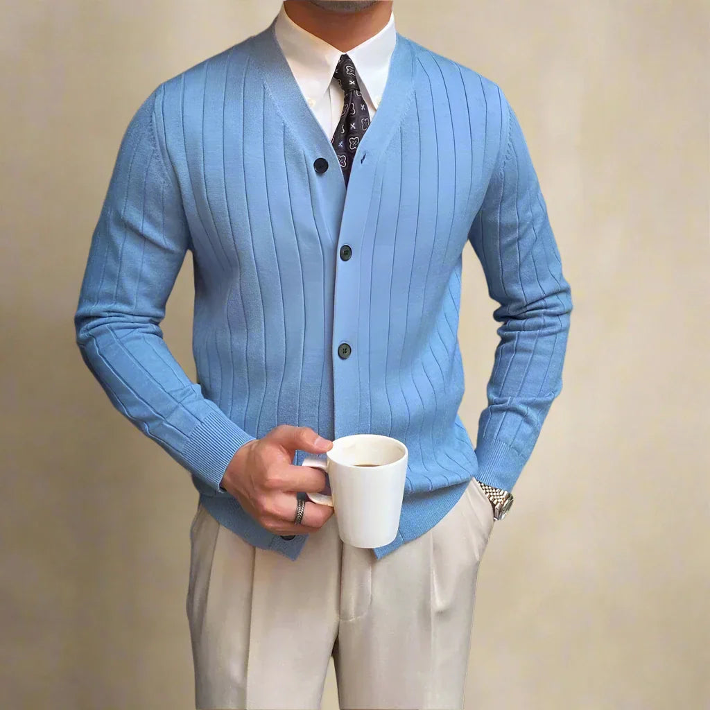 Cardigan Homme Élégant Col V en Maille