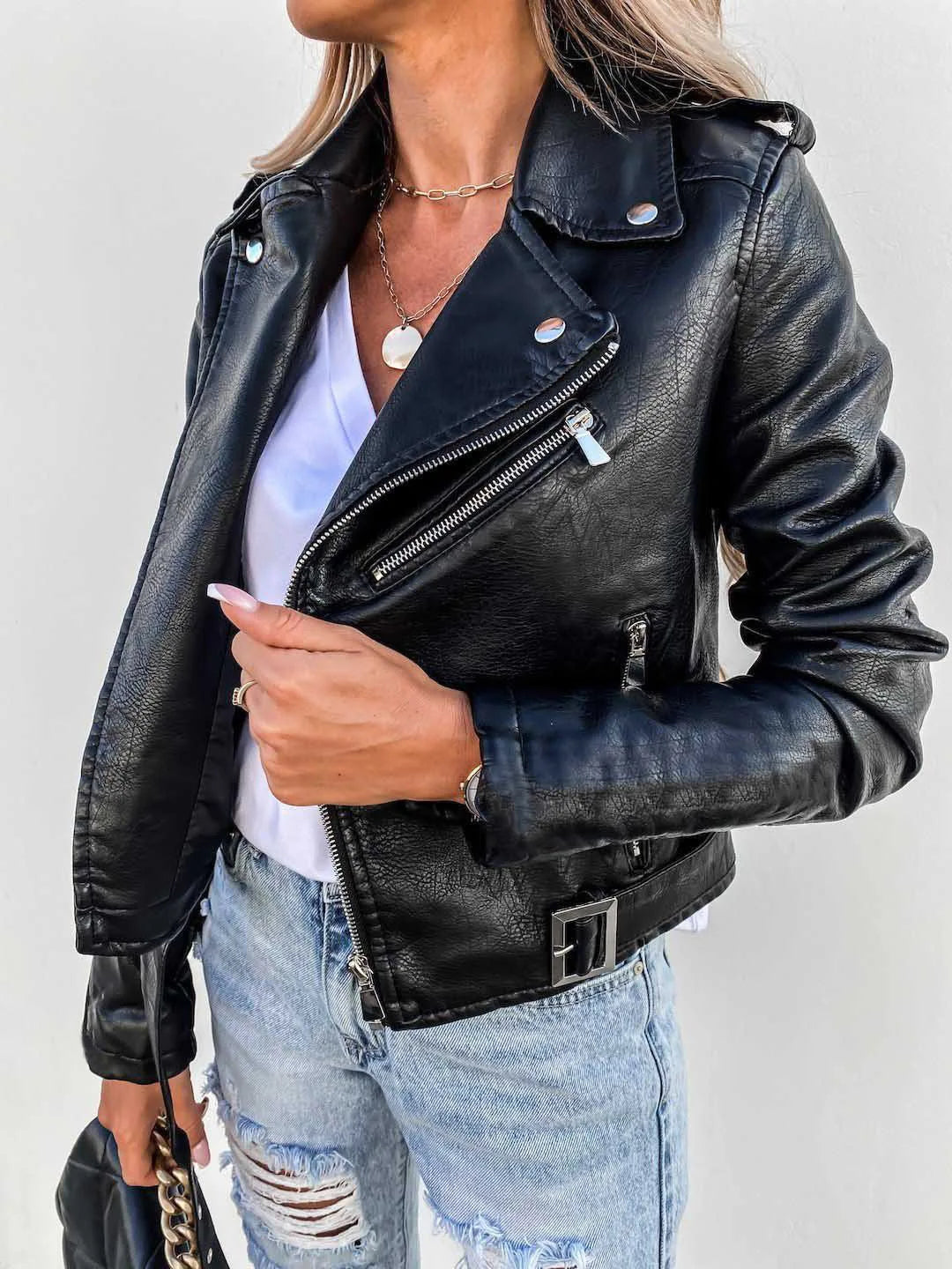 Projet Paris™ – Veste en Cuir Femme Élégante et Polyvalente pour Toutes Occasions-2