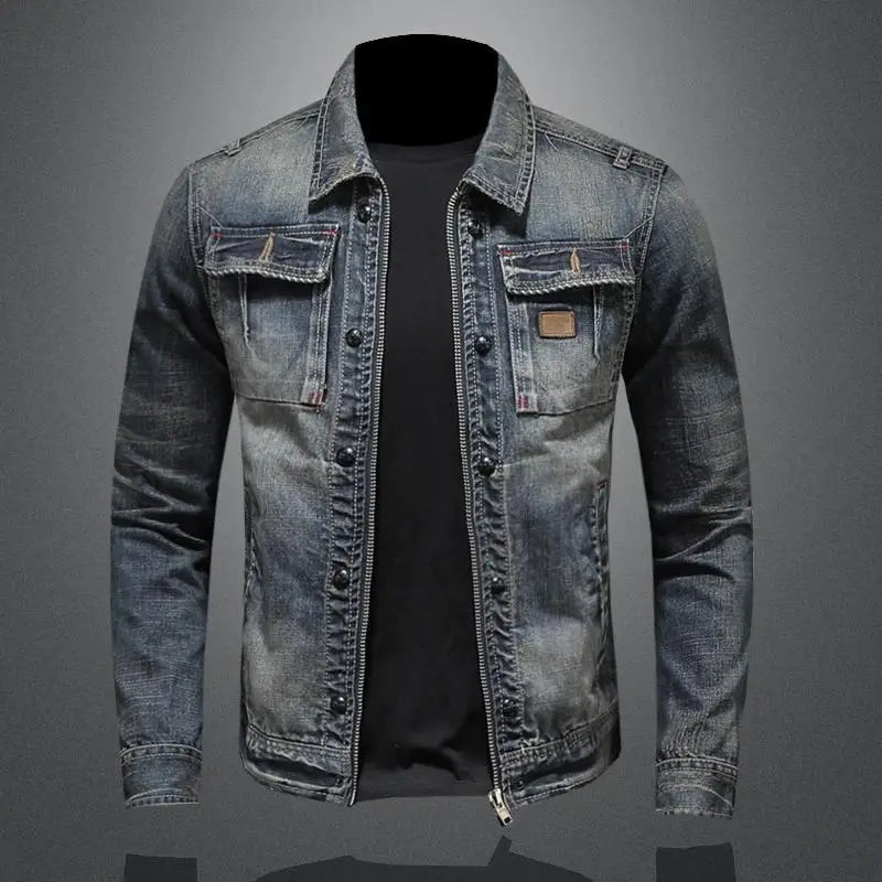 Veste Jean Homme Classique Manches Longues Style Vintage - PanierRoyale
