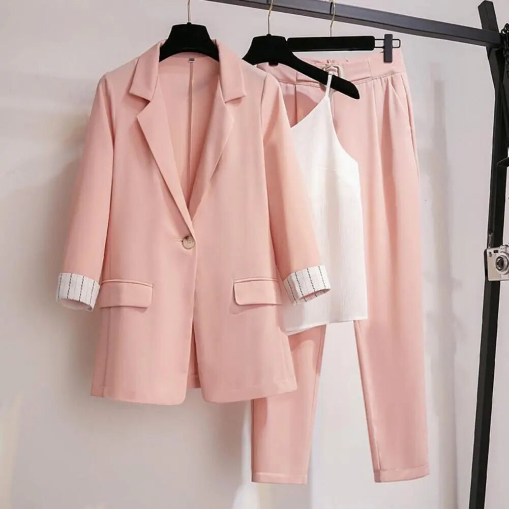 Costume Blazer Femme Élégant Trois Pièces
