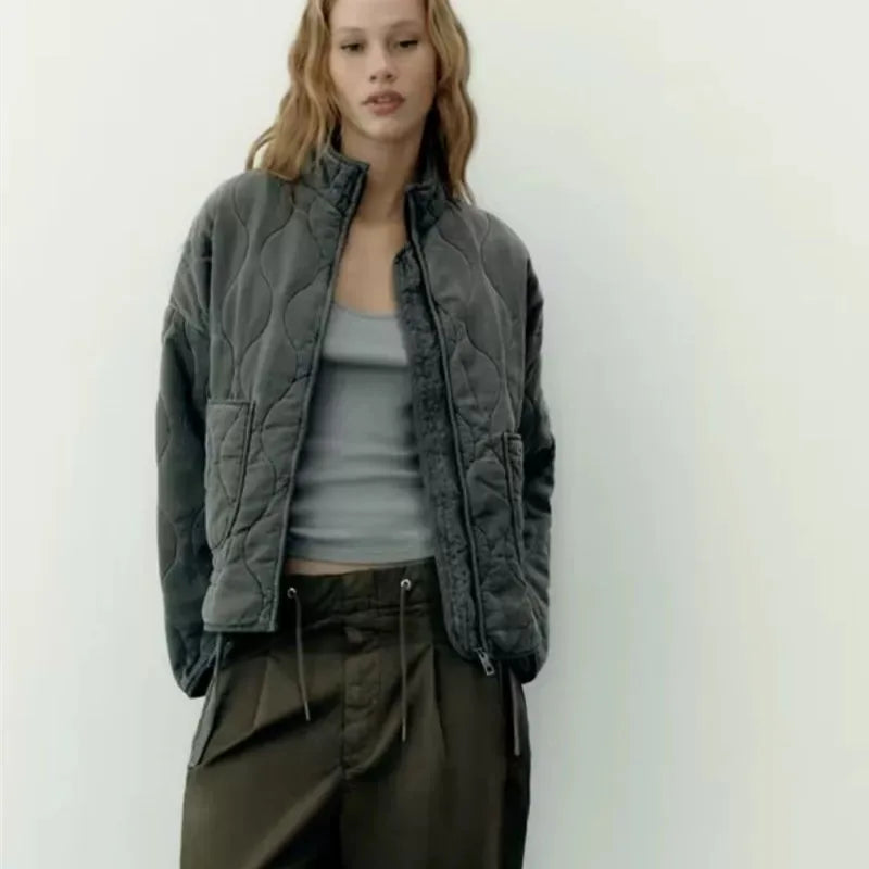 Veste Femme Matelassée Chaude Coupe Vintage