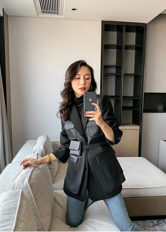 Manteau Femme Élégant Manches Longues Taille Classique - PanierRoyale