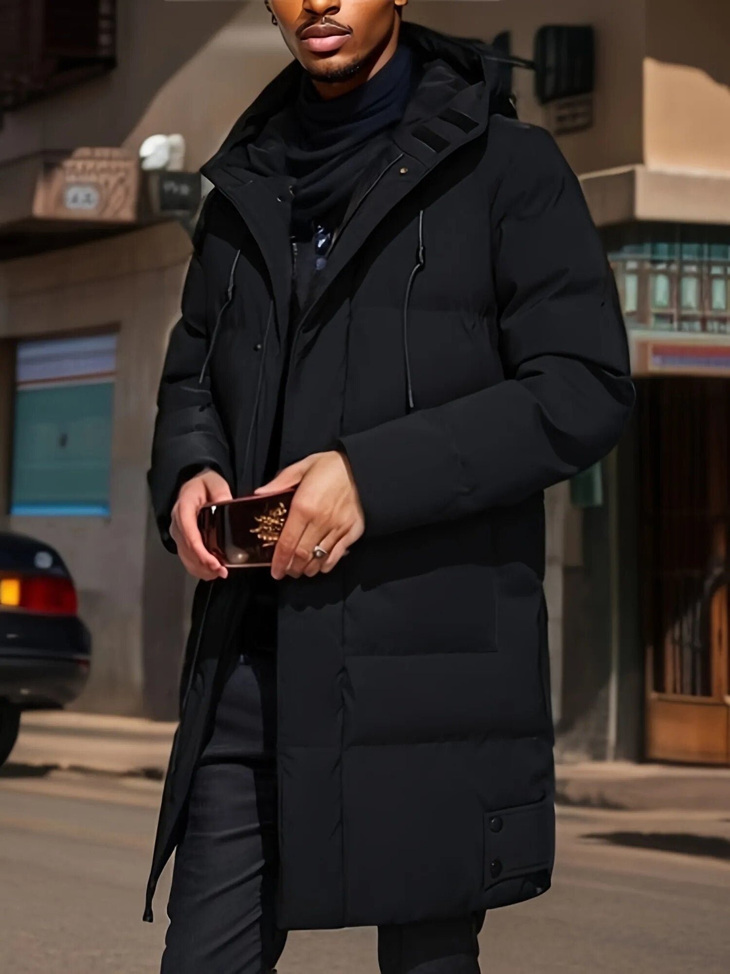 Parka Hiver Homme Matelassé avec Capuche Amovible