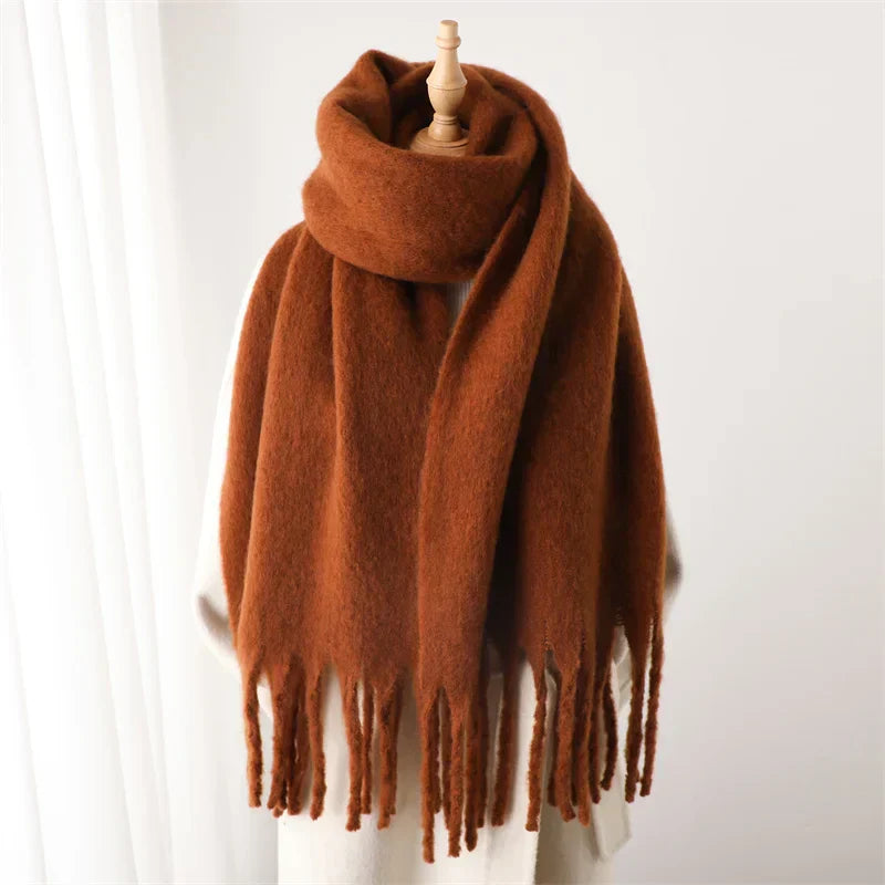 Écharpe Femme Hiver Douce et Chaude aux Franges