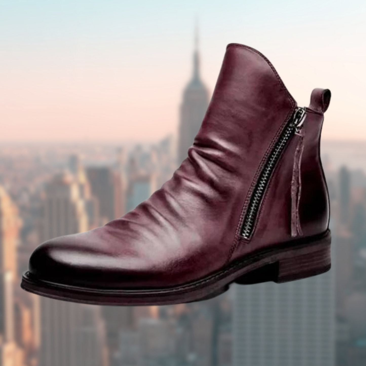Bottes Cuir Homme Marron Chaussures Éclair Rapide