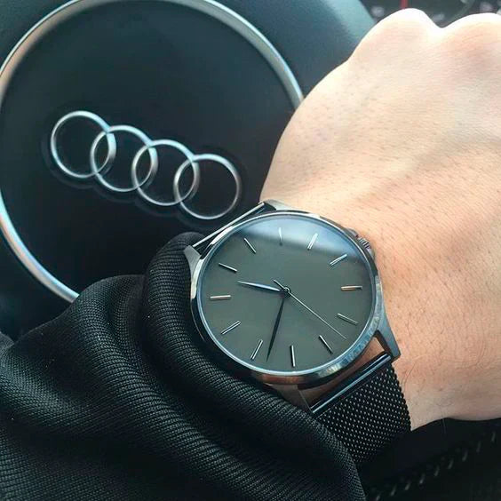 Montrehomme Élégante 40mm Noir Cuir