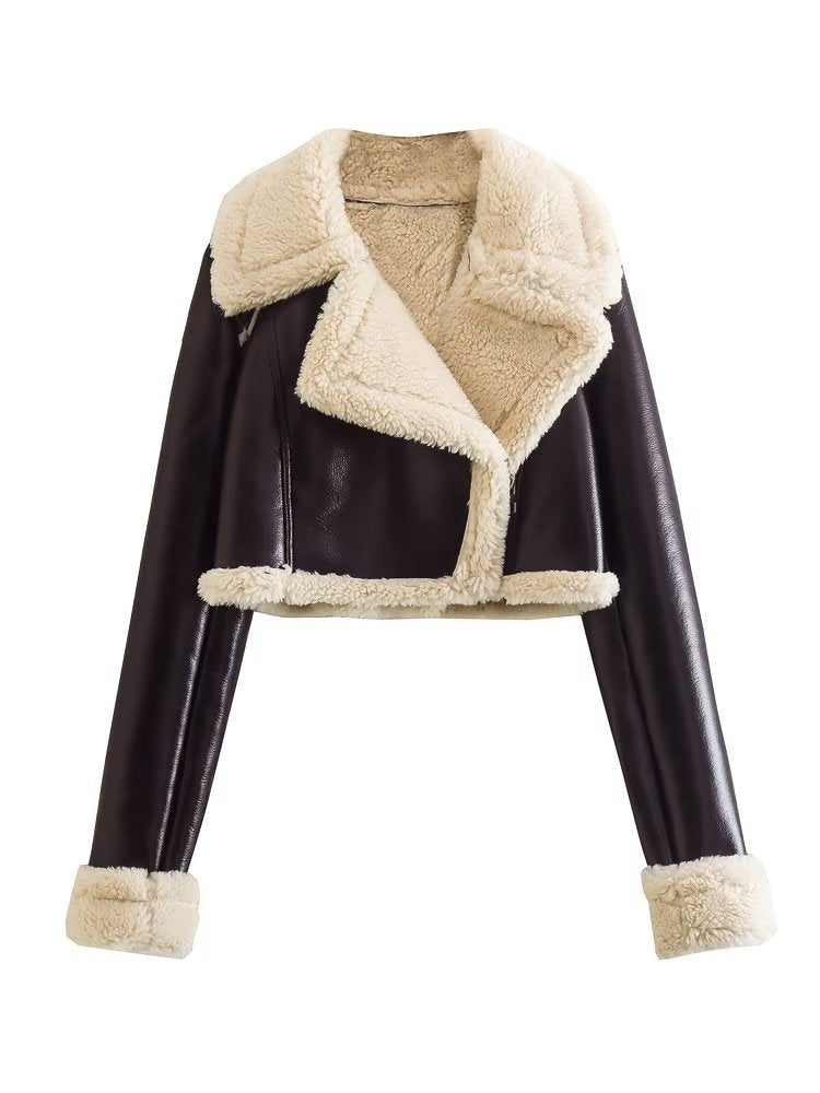 Blouson Cuir Synthétique Féminin Chaude