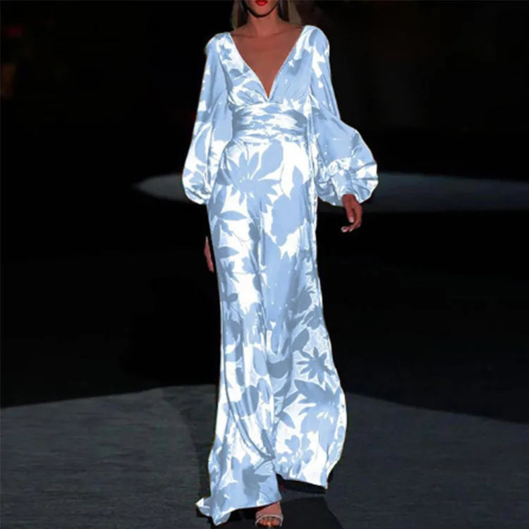 Robe Soirée Longue Col en V pour Femme