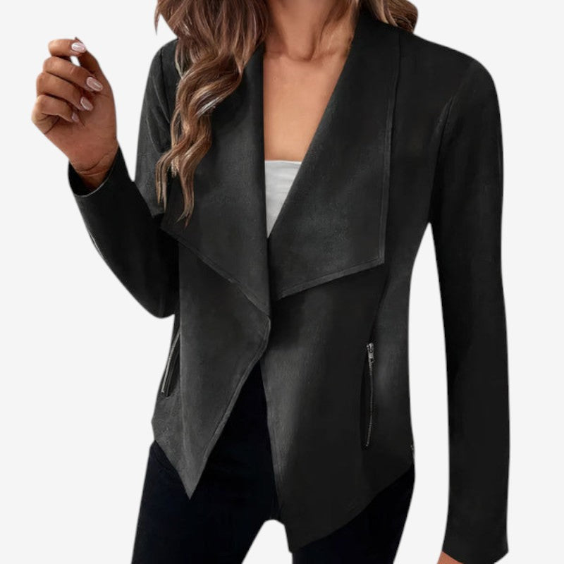 Blazer Classique Manches Longues avec Poches Fermeture Éclair