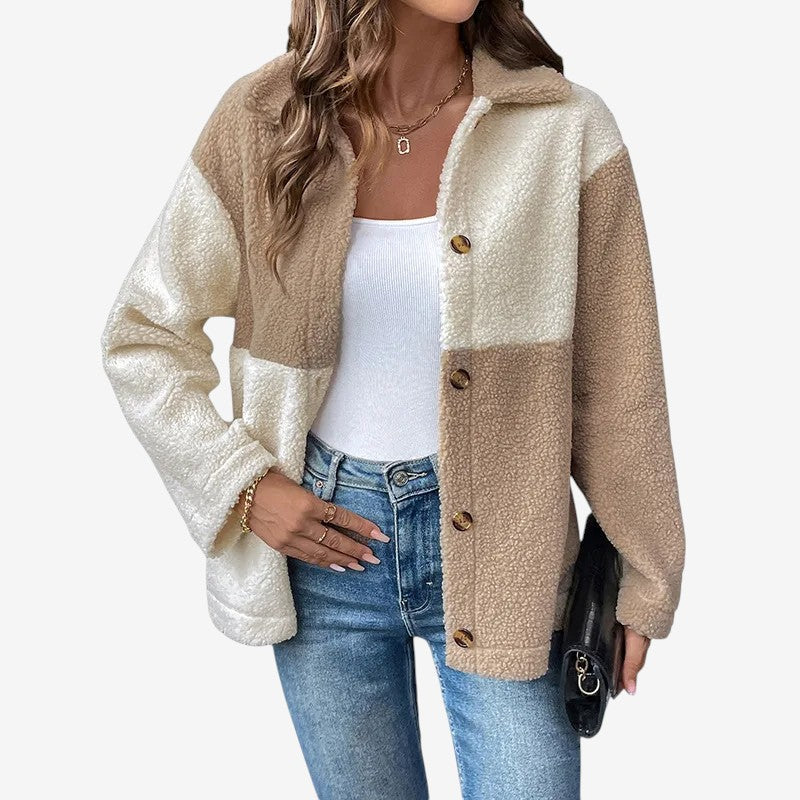 Veste Femme Col Montant à Manches Longues Élégante - PanierRoyale