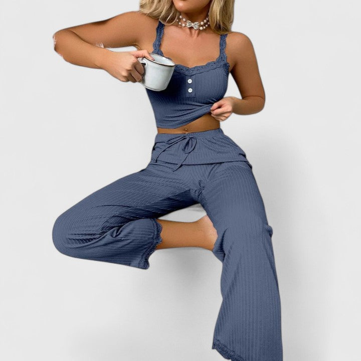 Pyjama Femme Décontracté à Dentelles