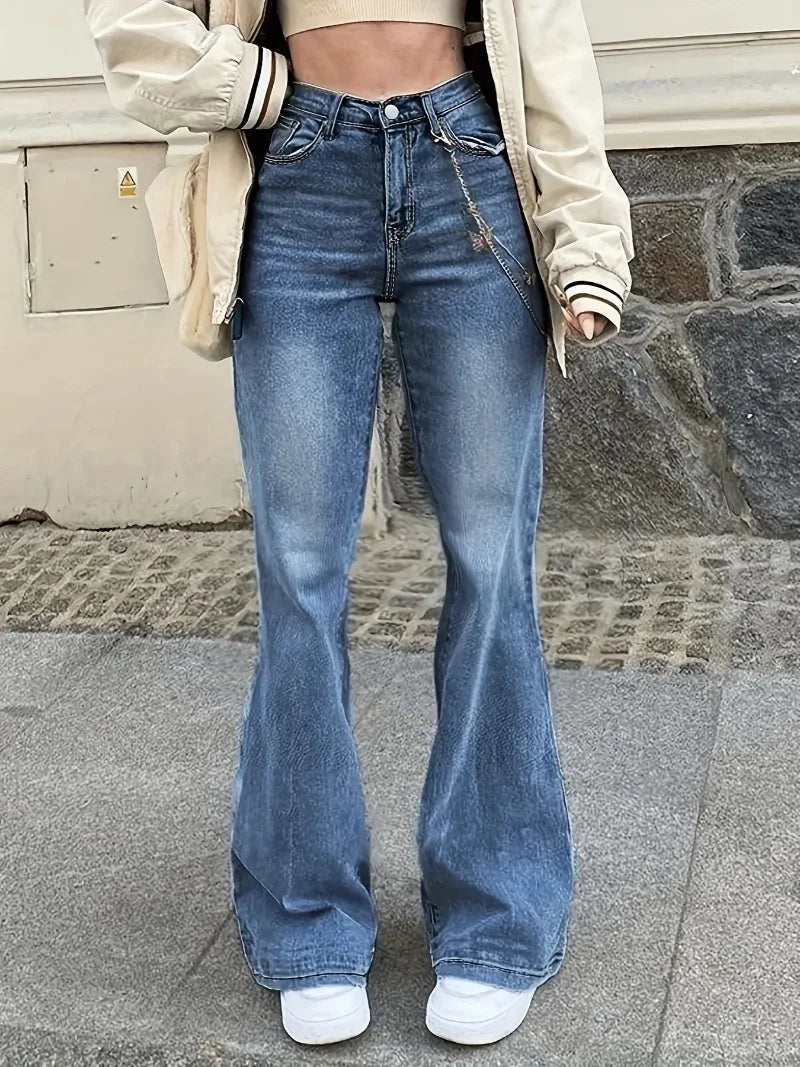 Jean Femme Taille Haute Élégant avec Ceinture Adjustable - PanierRoyale