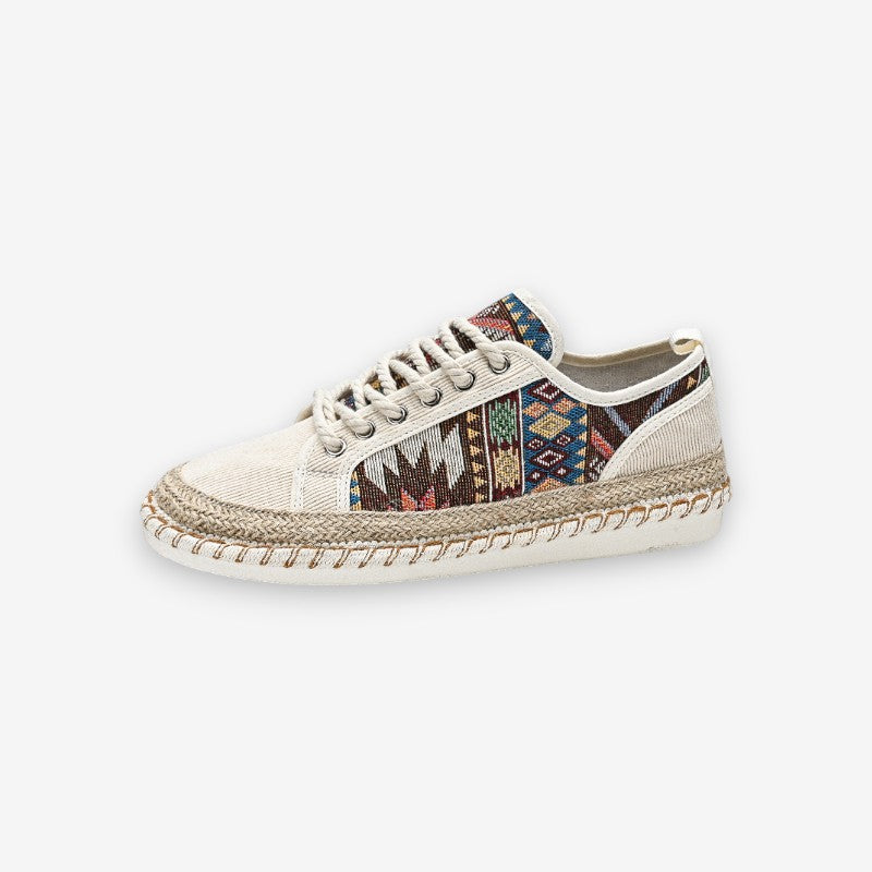Chaussures Femmes Plates à Lacets avec Imprimé Floral