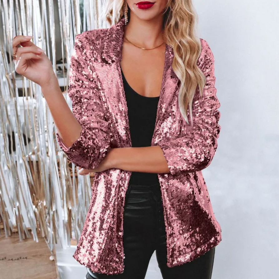 Blazer Élégant à Paillettes Glamour Femme
