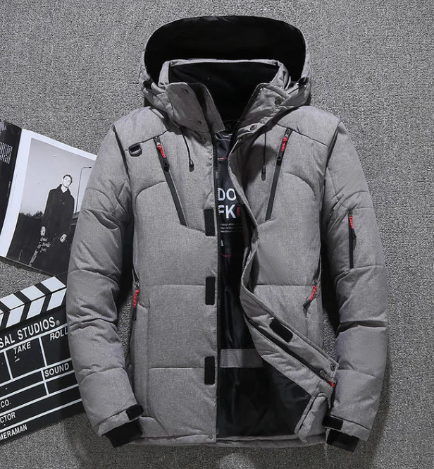 Veste Ski Homme Rouge Imperméable avec Capuche et Poches