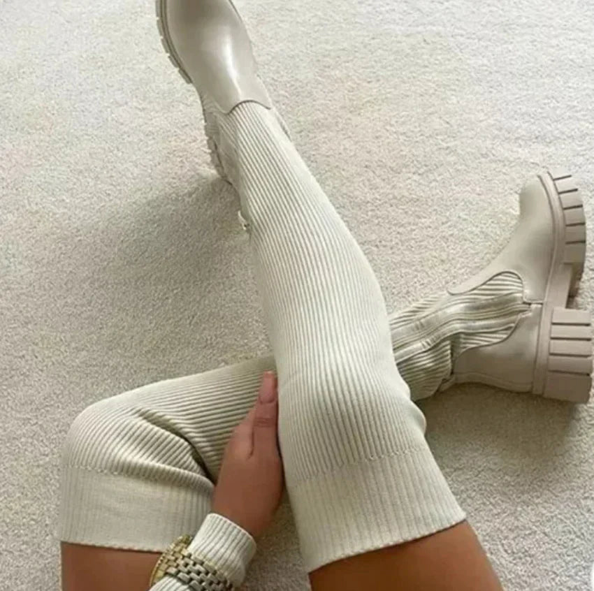 Bottes Femmes Haut de Gamme en Cuir Noir Hiver