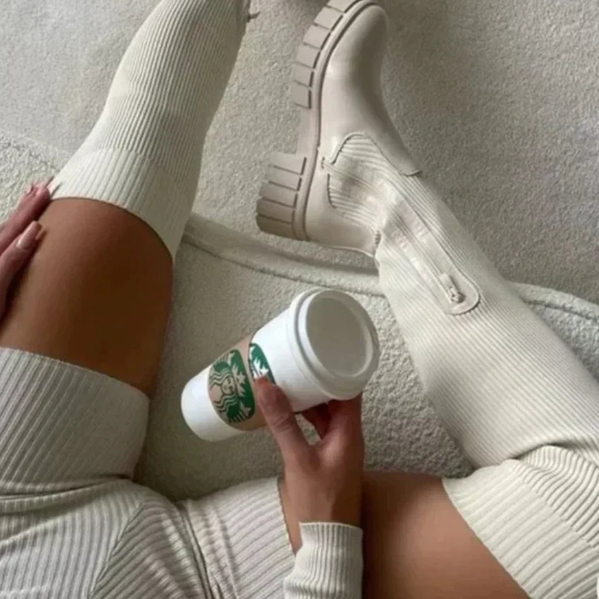 Bottes Hautes En Cuir Tendance Pour Femme | Hiver