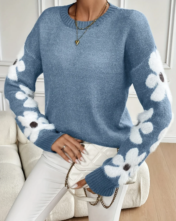 Pull Femme Hiver Floral Élégant et Confortable