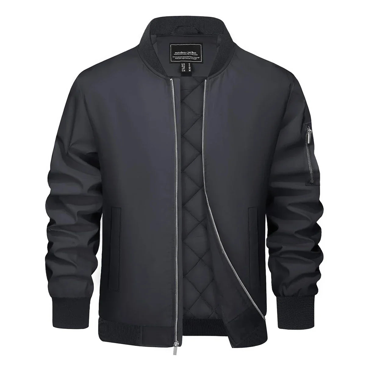 Veste bomber Homme Noir avec Fermeture Éclair Zip