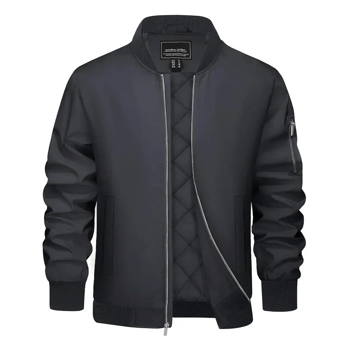 Blouson Cuir Brun Classique avec Fermeture Éclair et Poches