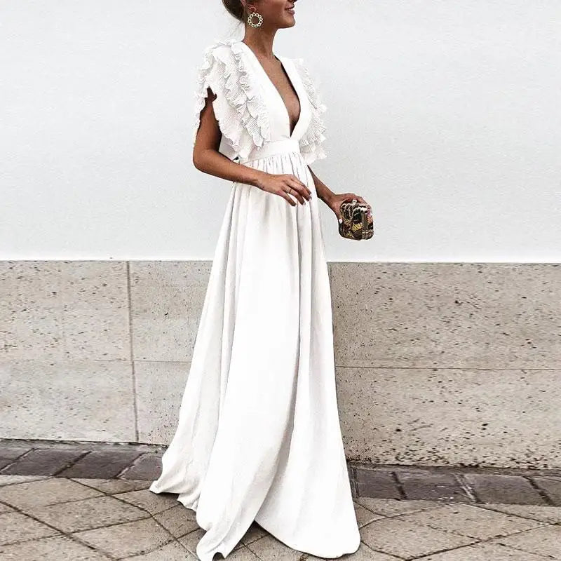 Variant image for Vivienne™ – Robe Femme Longue Élégante avec Manches Ruchées Chic-13