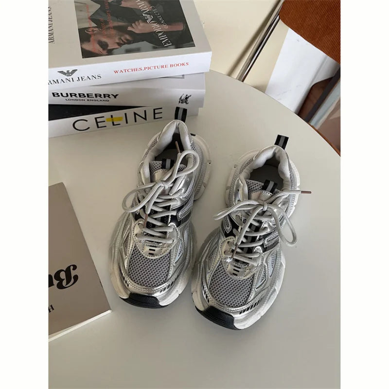 Baskets dames mesh confort et sport, semelle tendance gris