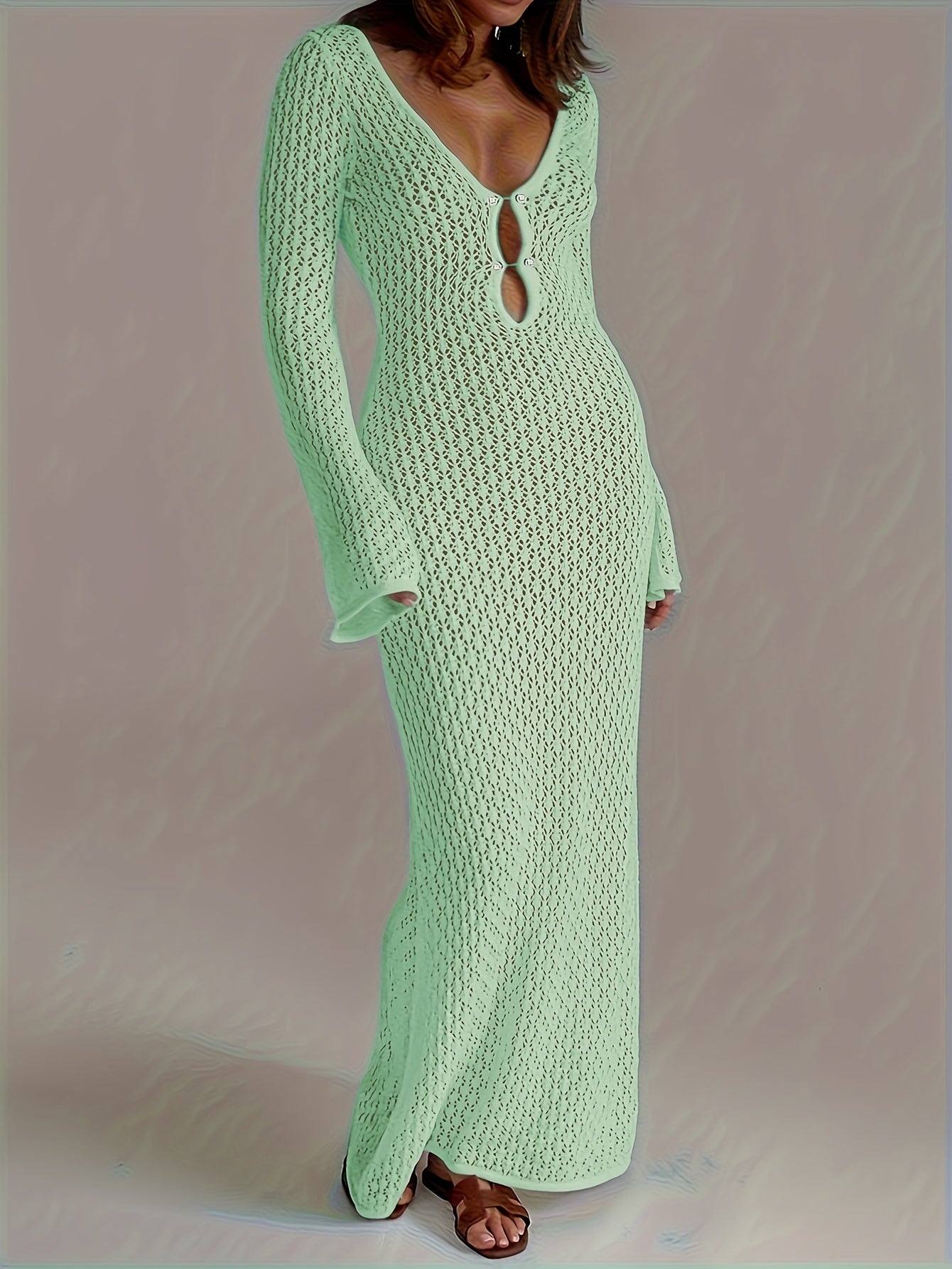 Serelina™ – Robe Maille Longue Transparente Femme Style Bohème Chic Été