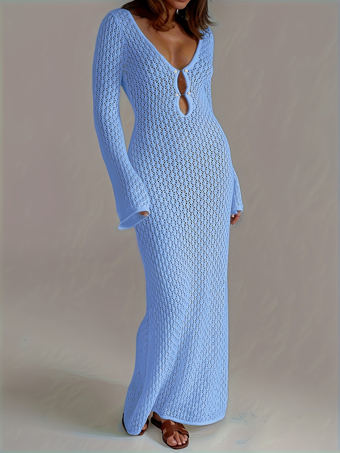 Serelina™ – Robe Maille Longue Transparente Femme Style Bohème Chic Été