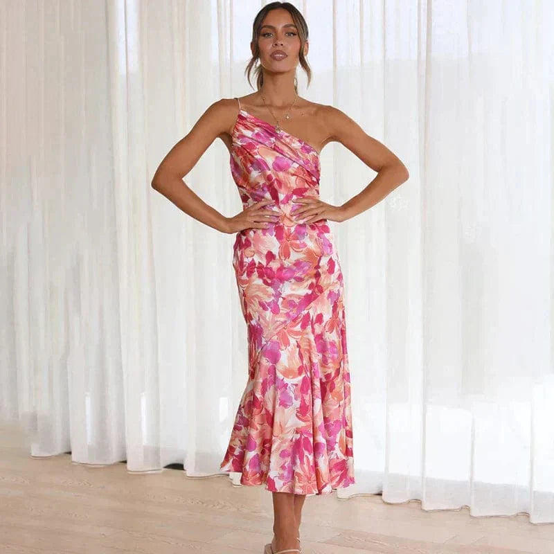 Robe Été Élégante Sans Manche Asymétrique