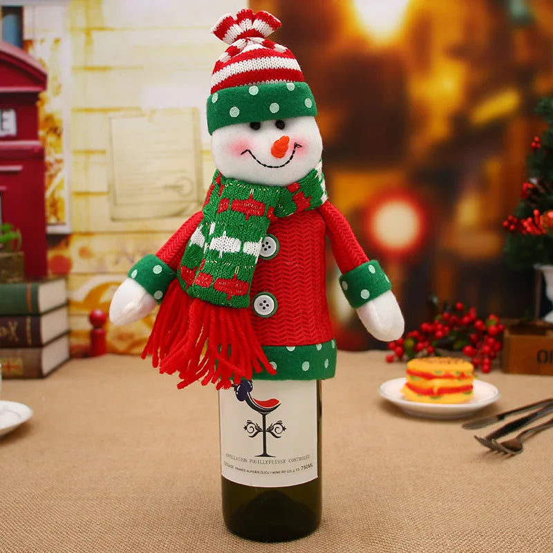 Housse de Bouteille de Vin Père Noël Hivernal Amusant