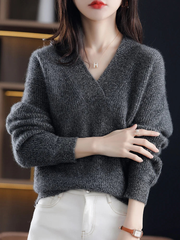 Pull Col V En Cachemire Pour Femme | Hiver