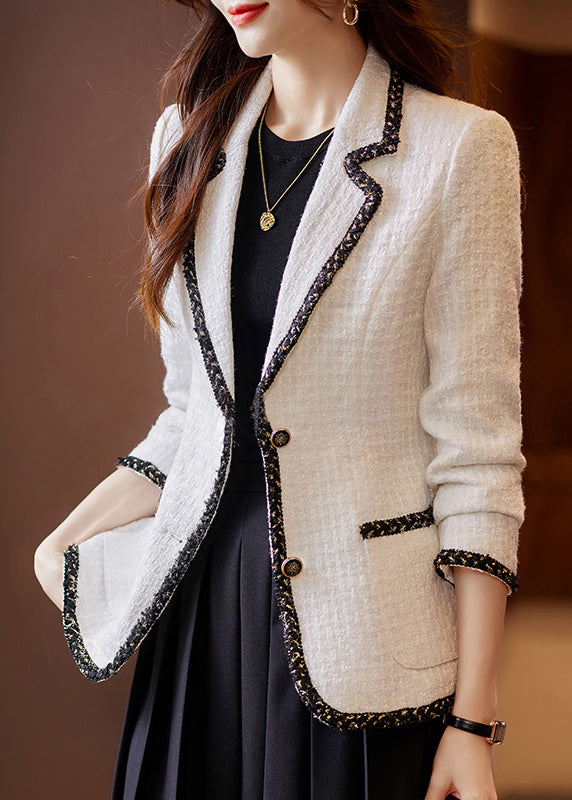 Veste en laine blanche légère avec poches, idéale printemps - EasyApparels