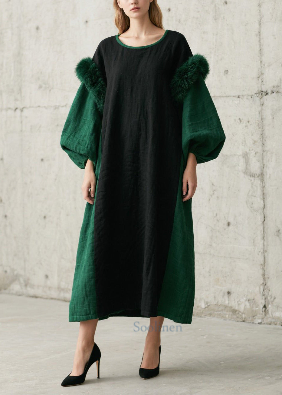 Élégant peignoir vert géant en fausse fourrure coloré - EasyApparels