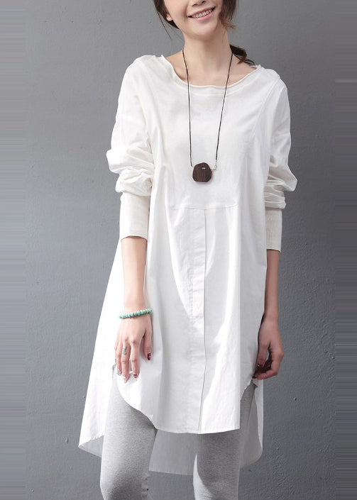 Robe décontractée en coton blanc pour femme automne - EasyApparels