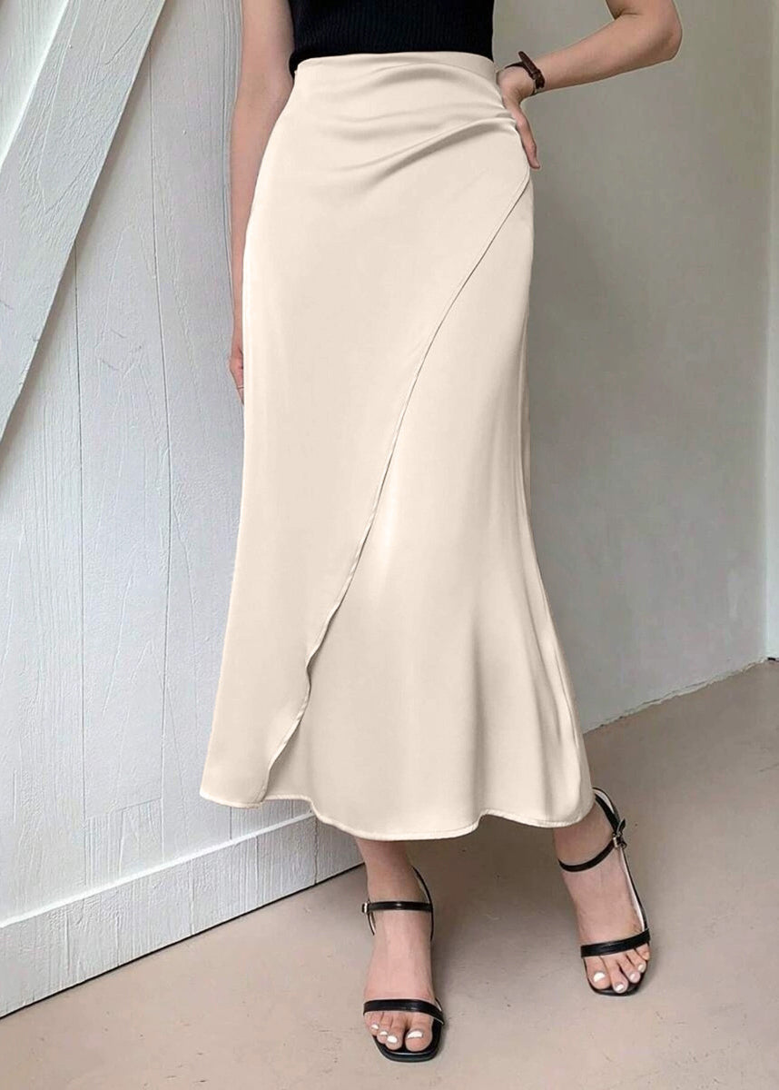 Jupe en soie légère taille slim orange pour femme - EasyApparels